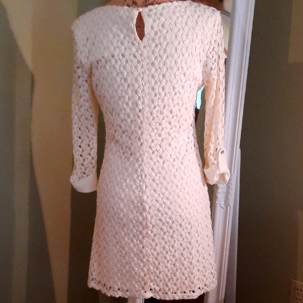AUW Cream Sheath Dress with Bateau Neckline
